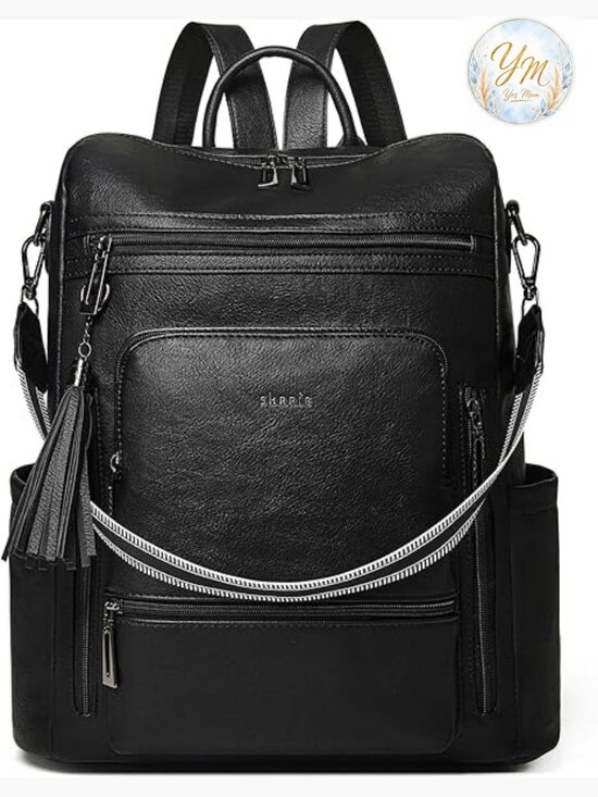 Vegan Leather Laptop Backpack 15.6 inch Work Travel Backpack main image 6
